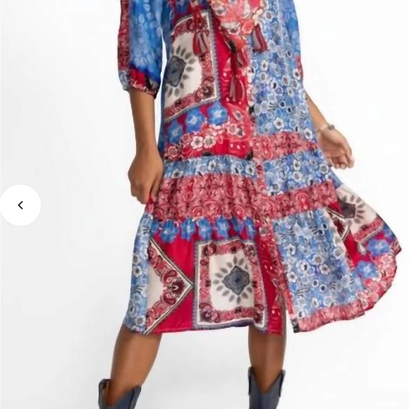 Johnny Was Cornelia 100% Silk Dress in Mayborn Scarf - Picture 4 of 7